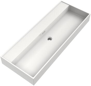 Brauer Gravity Wastafel - 120 cm - met 1 Spoelbak en 0 Kraangaten - Mineraalmarmer Zijdeglans Wit