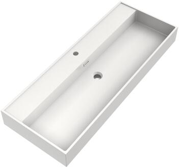 Brauer Gravity Wastafel - 120 cm - met 1 Spoelbak en 1 Kraangat - Mineraalmarmer Zijdeglans Wit