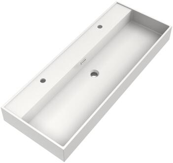 Brauer Gravity Wastafel - 120 cm - met 1 Spoelbak en 2 Kraangaten - Mineraalmarmer Zijdeglans Wit