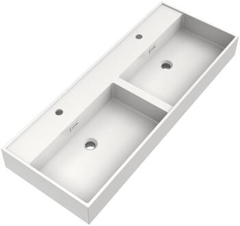 Brauer Gravity Wastafel - 120 cm - met 2 Spoelbakken en 2 Kraangaten - Mineraalmarmer Zijdeglans Wit