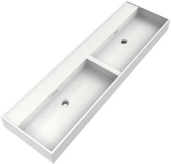 Brauer Gravity Wastafel - 160 cm - met 2 Spoelbakken en 0 Kraangaten - Mineraalmarmer Zijdeglans Wit