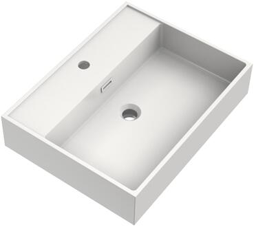 Brauer Gravity Wastafel - 60 cm - met 1 Spoelbak en 1 Kraangat - Mineraalmarmer Zijdeglans Wit