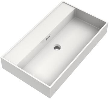 Brauer Gravity Wastafel - 80 cm - met 1 Spoelbak en 0 Kraangaten - Mineraalmarmer Zijdeglans Wit