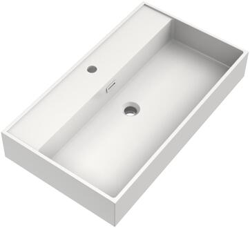 Brauer Gravity Wastafel - 80 cm - met 1 Spoelbak en 1 Kraangat - Mineraalmarmer Zijdeglans Wit