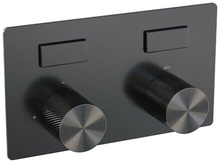 Brauer gunmetal Carving - 2 functies - inbouwthermostaat - drukknoppen - in/afbouwdelen - gunmetal geborsteld PVD 5-GM-157 Gunmetal geborsteld (antraciet)