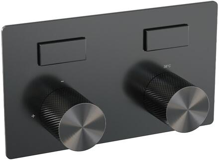 Brauer Gunmetal Carving - 2 weg - Inbouwthermostaat - Drukknoppen - In/afbouwdelen - Gunmetal Geborsteld PVD