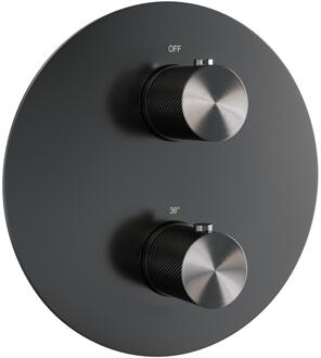 Brauer Gunmetal Carving - 3 Weg - Inbouwthermostaat - Rond - In/afbouwdelen - Gunmetal Geborsteld PVD