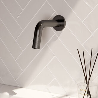 Brauer Gunmetal Carving Fonteinkraan - inbouw - 8.5-18.5cm uitloop - Gunmetal geborsteld 5-GM-264 Gunmetal geborsteld (antraciet)