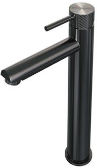 Brauer Gunmetal carving Wastafelmengkraan opbouw - hoog - model a - PVD - geborsteld gunmetal 5-GM-002-HD6 Gunmetal geborsteld PVD (antraciet)