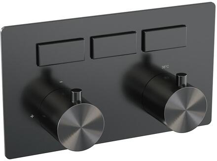 Brauer Gunmetal Edition - 3 Weg - Inbouwthermostaat - Drukknoppen - In/afbouwdelen - Gunmetal Geborsteld PVD