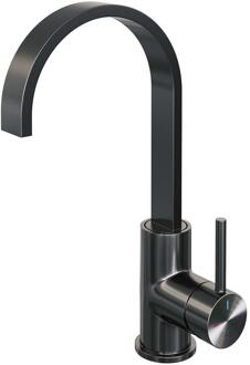 Brauer Gunmetal Edition Hoge Opbouw Wastafelmengkraan met Draaibare Platte Uitloop Model A Gunmetal Geborsteld PVD