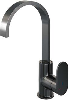 Brauer Gunmetal Edition Hoge Opbouw Wastafelmengkraan met Draaibare Platte Uitloop Model C Gunmetal Geborsteld PVD