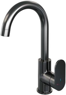 Brauer Gunmetal Edition Hoge Opbouw Wastafelmengkraan met Draaibare Ronde Uitloop Model C Gunmetal Geborsteld PVD