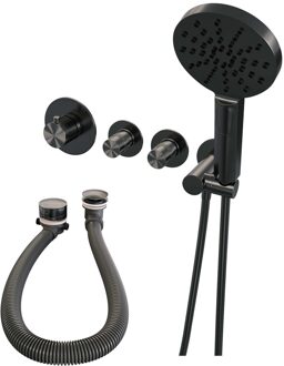 Brauer Gunmetal Edition inbouw badkraan met badvulcombinatie en 3 standen handdouche gunmetal geborsteld PVD