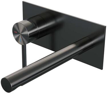 Brauer Gunmetal Edition Inbouw Wastafelmengkraan met Rechte Uitloop en Afdekplaat Model A2 Gunmetal Geborsteld PVD