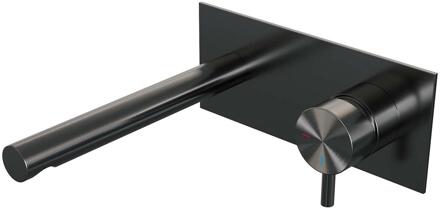 Brauer Gunmetal Edition Inbouw Wastafelmengkraan met Rechte Uitloop en Afdekplaat Model B1 Gunmetal Geborsteld PVD
