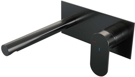 Brauer Gunmetal Edition Inbouw Wastafelmengkraan met Rechte Uitloop en Afdekplaat Model C1 Gunmetal Geborsteld PVD