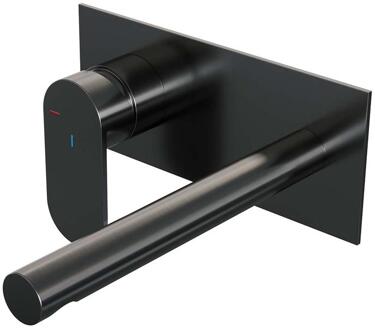 Brauer Gunmetal Edition Inbouw Wastafelmengkraan met Rechte Uitloop en Afdekplaat Model C2 Gunmetal Geborsteld PVD
