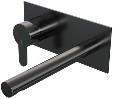 Brauer Gunmetal Edition Inbouw Wastafelmengkraan met Rechte Uitloop en Afdekplaat Model D2 Gunmetal Geborsteld PVD