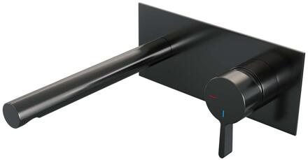 Brauer Gunmetal Edition Inbouw Wastafelmengkraan met Rechte Uitloop en Afdekplaat Model E1 Gunmetal Geborsteld PVD