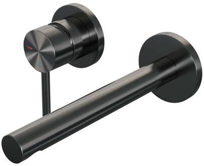 Brauer Gunmetal Edition Inbouw Wastafelmengkraan met Rechte Uitloop en Rozetten Model A2 Gunmetal Geborsteld PVD