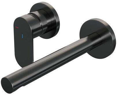 Brauer Gunmetal Edition Inbouw Wastafelmengkraan met Rechte Uitloop en Rozetten Model C2 Gunmetal Geborsteld PVD