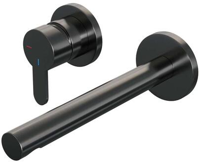 Brauer Gunmetal Edition Inbouw Wastafelmengkraan met Rechte Uitloop en Rozetten Model D2 Gunmetal Geborsteld PVD