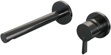 Brauer Gunmetal Edition Inbouw Wastafelmengkraan met Rechte Uitloop en Rozetten Model E1 Gunmetal Geborsteld PVD