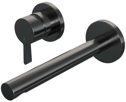 Brauer Gunmetal Edition Inbouw Wastafelmengkraan met Rechte Uitloop en Rozetten Model E2 Gunmetal Geborsteld PVD