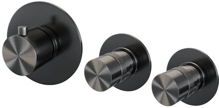 Brauer Gunmetal Edition inbouwthermostaat - met inbouwdeel - 3 gladde knoppen - geborsteld gunmetal 5-GM-088 Gunmetal geborsteld (antraciet)