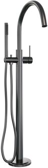 Brauer Gunmetal Edition Staande Badkraan - handdouche staaf 1 stand -2 gladde knoppen - PVD - geborsteld gunmetal 5-GM-042-1 Gunmetal Pvd Geborsteld (Antraciet)