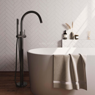 Brauer Gunmetal Edition Staande Badkraan - handdouche staaf 1 stand -2 gladde knoppen - PVD - geborsteld gunmetal 5-GM-259 Gunmetal geborsteld PVD (antraciet)