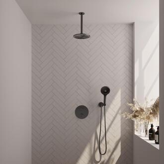 Brauer Gunmetal Edition Thermostatische Regendoucheset Inbouw - Hoofddouche 20 cm - 3 Weg - Handdouche Rond 3 Standen - Doucheslang - Wandaansluitbocht - Gunmetal