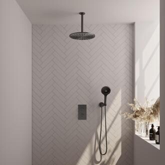 Brauer Gunmetal Edition Thermostatische Regendoucheset Inbouw - Hoofddouche 30 cm - 3 Weg - Handdouche 3 Standen - Doucheslang - Wandaansluitbocht - Gunmetal