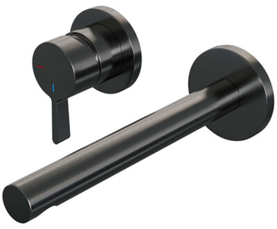 Brauer Gunmetal Edition Wastafelmengkraan inbouw - rechte uitloop rechts - hendel middel dik - model E2 PVD - geborsteld gunmetal 5-GM-083-S1-65 Gunmetal geborsteld PVD (antraciet)