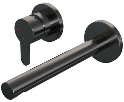 Brauer Gunmetal Edition Wastafelmengkraan inbouw - rechte uitloop rechts - hendel plat smal - model D2 PVD - geborsteld gunmetal 5-GM-083-S4-65 Gunmetal geborsteld PVD (antraciet)