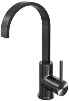 Brauer Gunmetal Edition Wastafelmengkraan opbouw - hoog - draaibaar - platte uitloop - model a - PVD - geborsteld gunmetal 5-GM-003-S3 Gunmetal geborsteld PVD (antraciet)