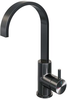 Brauer Gunmetal Edition Wastafelmengkraan opbouw - hoog - draaibaar - platte uitloop - model b - PVD - geborsteld gunmetal 5-GM-003-S2 Gunmetal geborsteld PVD (antraciet)