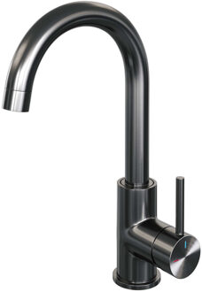 Brauer Gunmetal Edition Wastafelmengkraan opbouw - hoog - draaibaar - ronde uitloop - model a - PVD - geborsteld gunmetal 5-GM-003 Gunmetal geborsteld PVD (antraciet)