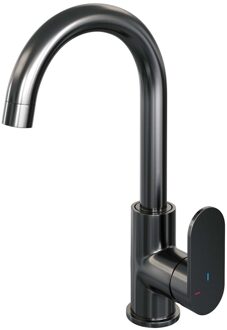 Brauer Gunmetal Edition Wastafelmengkraan opbouw - hoog - draaibaar - ronde uitloop - model C - PVD - geborsteld gunmetal 5-GM-003-R1 Gunmetal geborsteld PVD (antraciet)