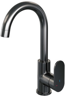 Brauer Gunmetal Edition Wastafelmengkraan opbouw - hoog - draaibaar - ronde uitloop - model C - PVD - geborsteld gunmetal 5-GM-003-R1 Gunmetal geborsteld PVD (antraciet)