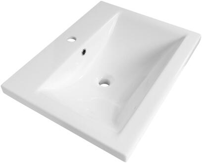 Brauer Halo Wastafel - 60 cm - met 1 Spoelbak en 1 Kraangat - Keramiek Hoogglans Wit