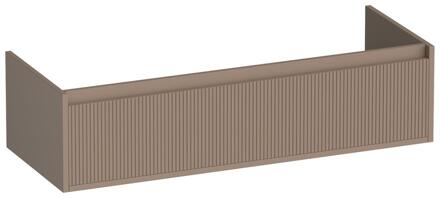 Brauer Hope Wavy - Onderkast - 120 cm - met 1 Softclose Lades Greeploos en 2 Sifon Uitsparingen Mat Mokka