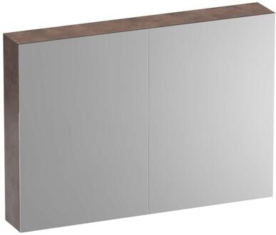 Brauer Impress Deluxe Spiegelkast - 100 cm - met interne en externe Verlichting - 2 Dubbelzijdige Spiegeldeuren - Erosion