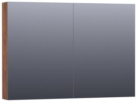 Brauer Impress Deluxe Spiegelkast - 100 cm - met interne en externe Verlichting - 2 Dubbelzijdige Spiegeldeuren - Forest Cacao