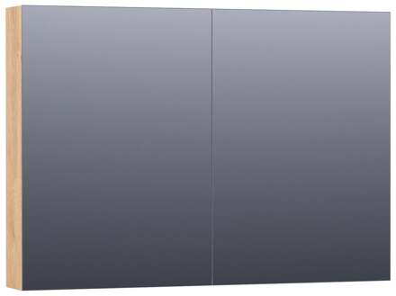 Brauer Impress Deluxe Spiegelkast - 100 cm - met interne en externe Verlichting - 2 Dubbelzijdige Spiegeldeuren - Forest Tan