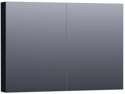 Brauer Impress Deluxe Spiegelkast - 100 cm - met interne en externe Verlichting - 2 Dubbelzijdige Spiegeldeuren - Mat Zwart