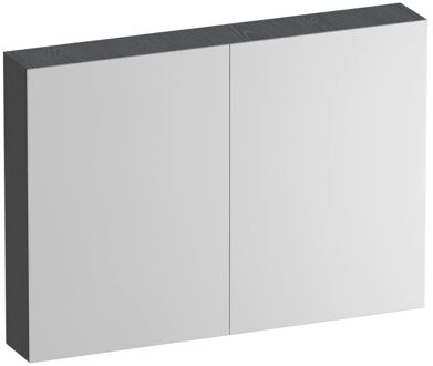 Brauer Impress Deluxe spiegelkast - 100x70x15cm - interne en externe verlichting - 2 dubbelzijdige spiegeldeuren - Timber Grey SK-IMD100TG
