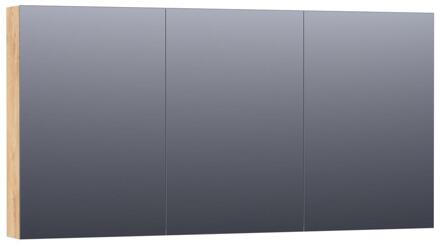 Brauer Impress Deluxe Spiegelkast - 140 cm - met interne en externe Verlichting - 3 Dubbelzijdige Spiegeldeuren - Forest Tan