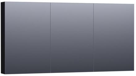 Brauer Impress Deluxe Spiegelkast - 140 cm - met interne en externe Verlichting - 3 Dubbelzijdige Spiegeldeuren - Mat Zwart